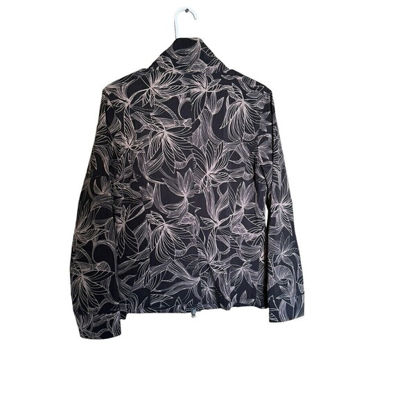 Athleta Odyssey Leaf Print Jacket Full Zip Magnetic Running Workout Black Sz M - Picture 3 of 11